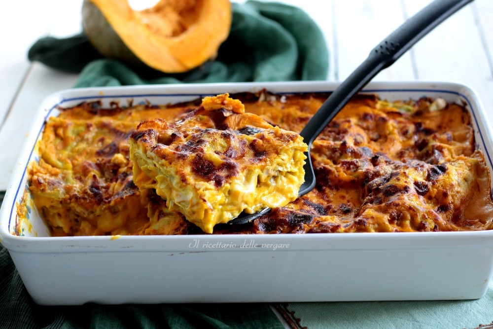 Lasaña con calabaza y quesos