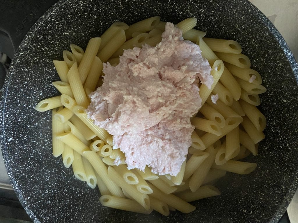 pasta ricotta y jamón