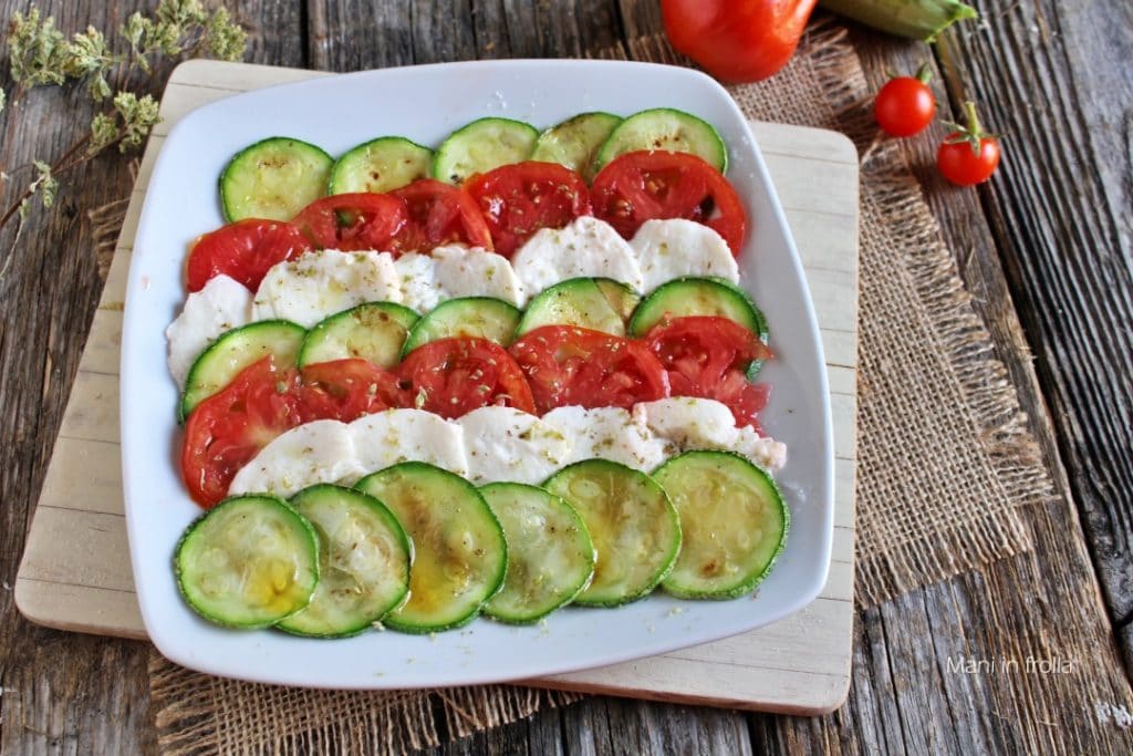 Carpaccio de Calabacines con Tomates y Mozzarella