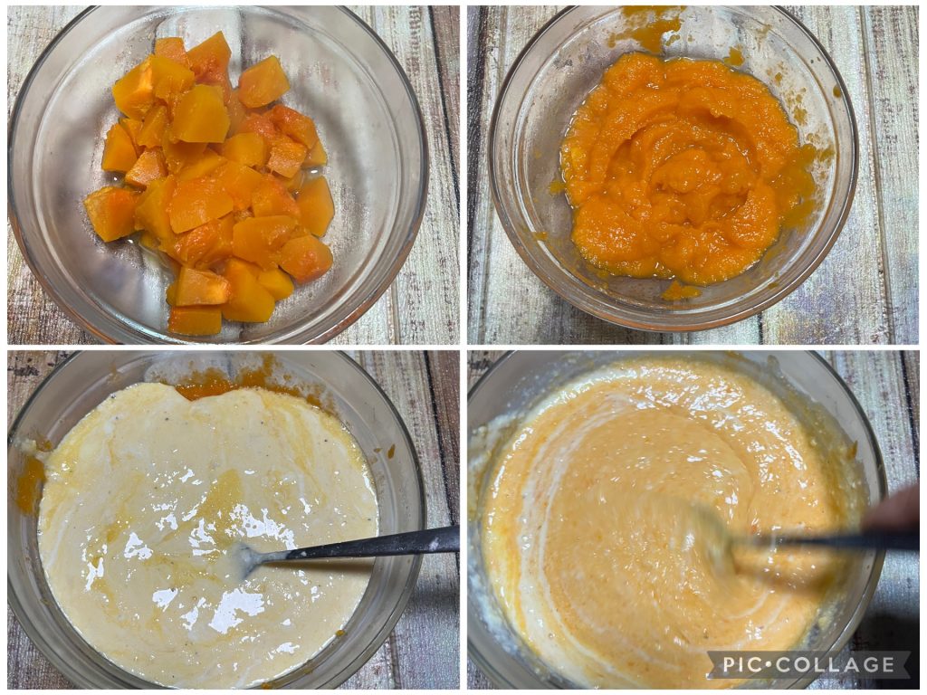 Tarta salada con crema de calabaza y panceta
