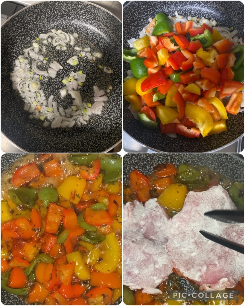 Escalopines con pimientos agridulces