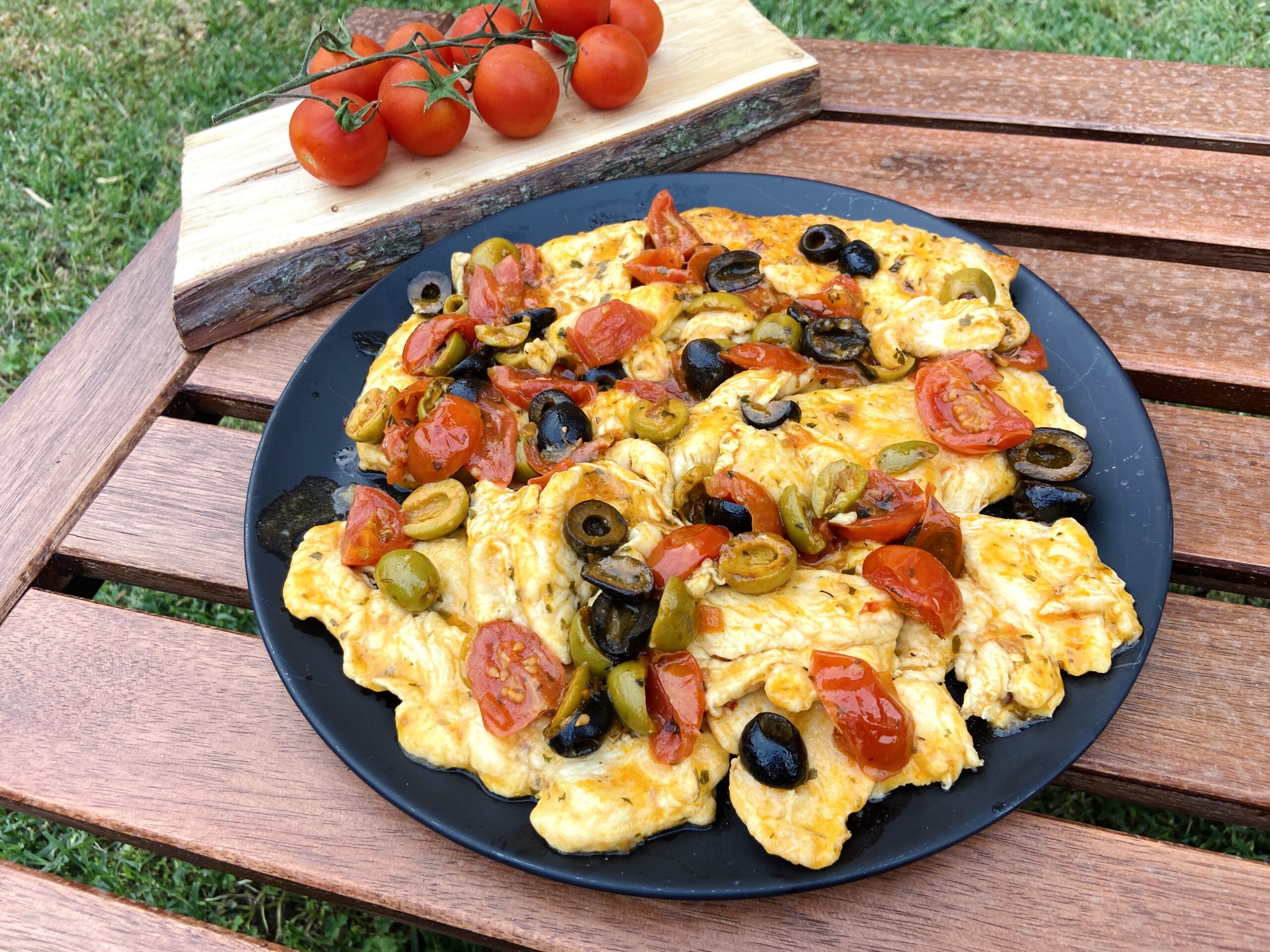 Escalopes de pollo a la mediterránea