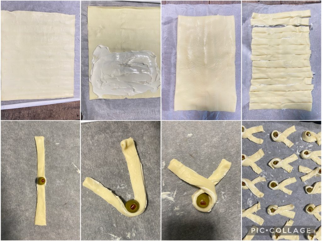 Conejitos de hojaldre con aceitunas