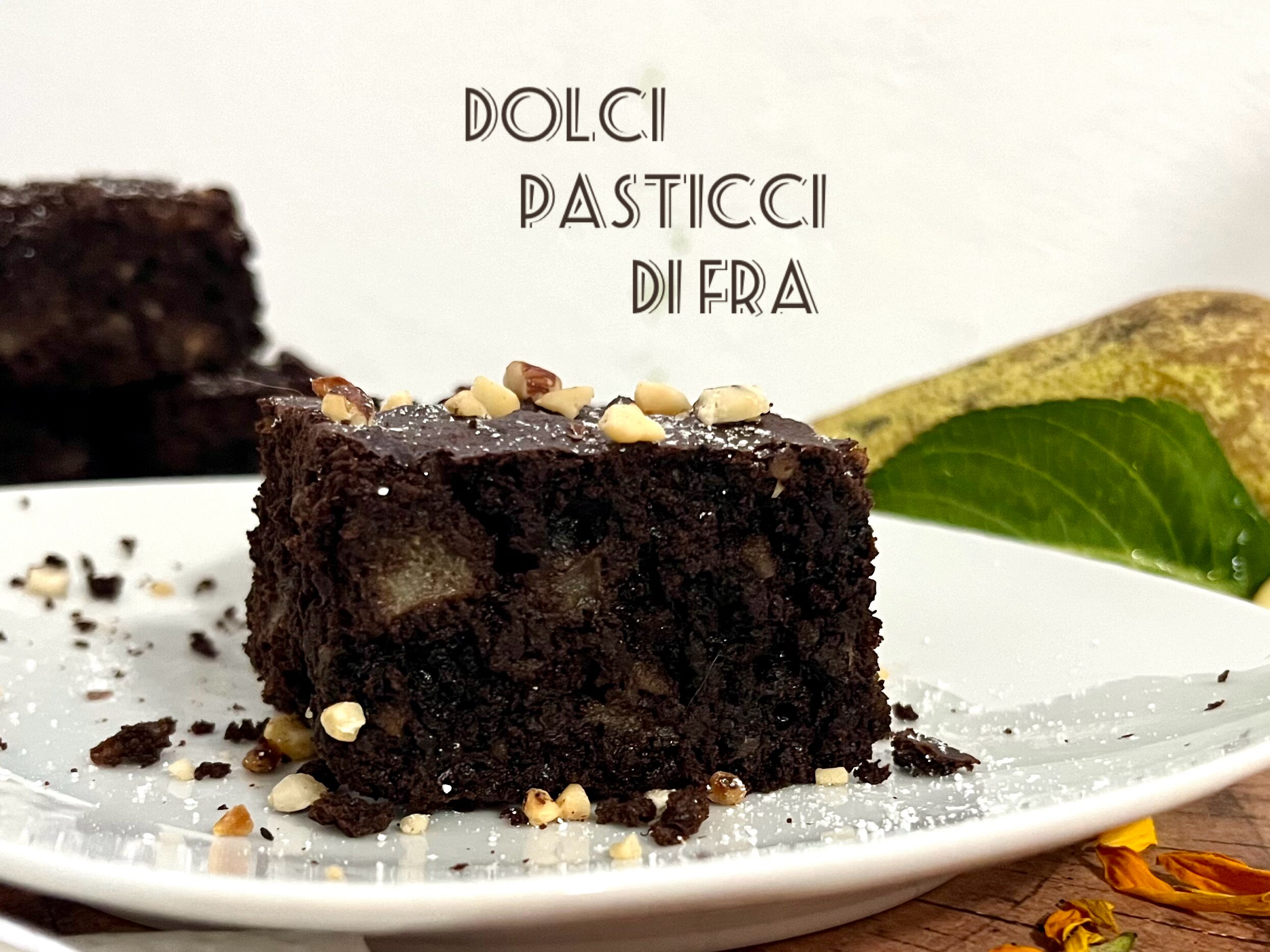 Brownies peras y nueces sin gluten