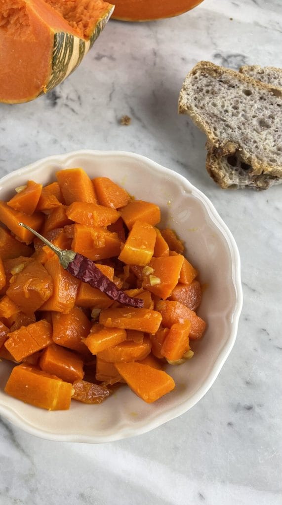 Calabaza en dados salteada en sartén