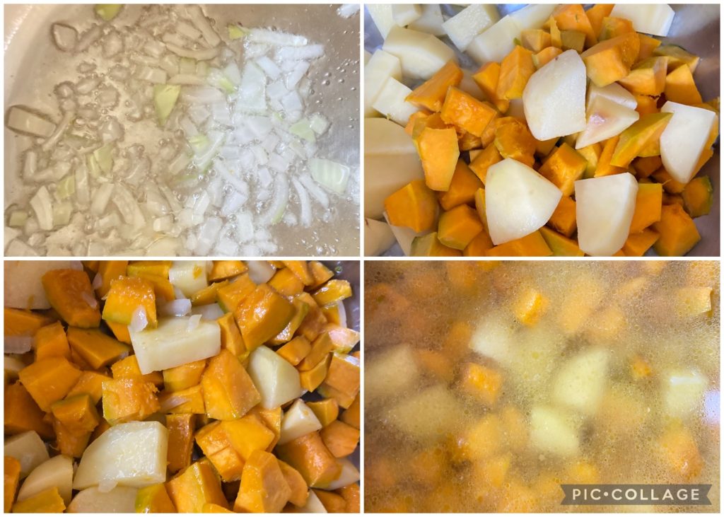 calabaza y patatas en caldo