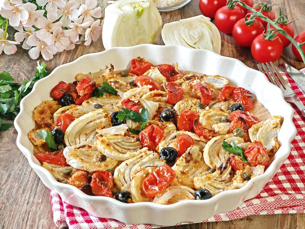 Hinojos gratinados a la mediterránea