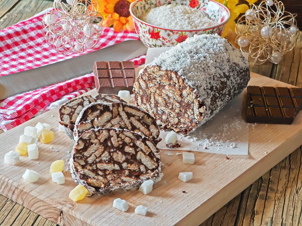 Salchichón de chocolate y coco