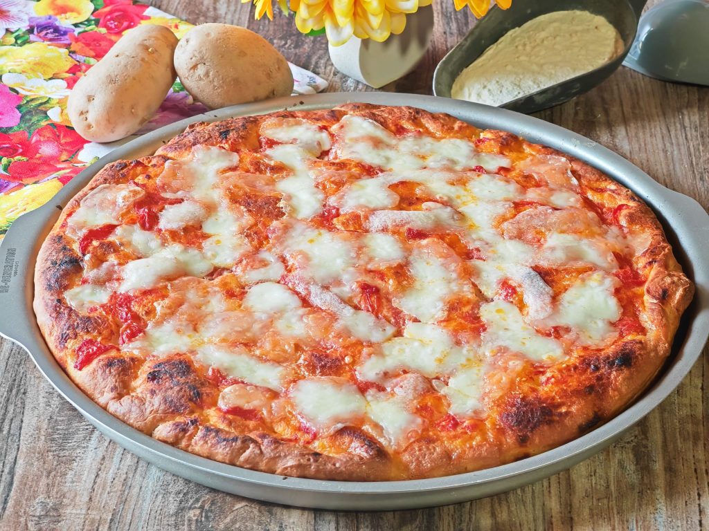 Pizza suave con masa de patata