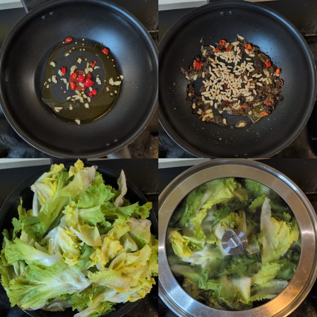 Escarola salteada a la napolitana