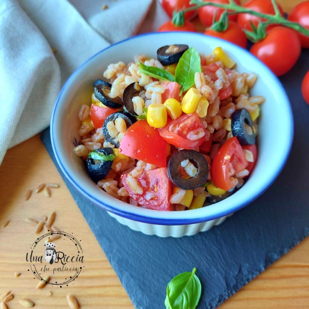 Instagram ensalada de espelta tomatitos maíz aceitunas