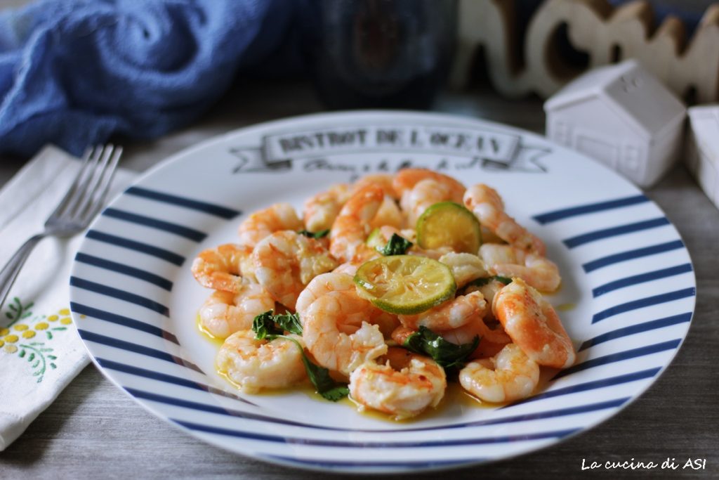 Langostinos con lima y cilantro