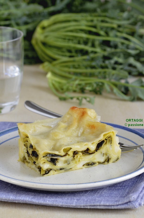 Lasaña con brócoli fiolaro y mozzarella, Ortaggi che passione by Sara