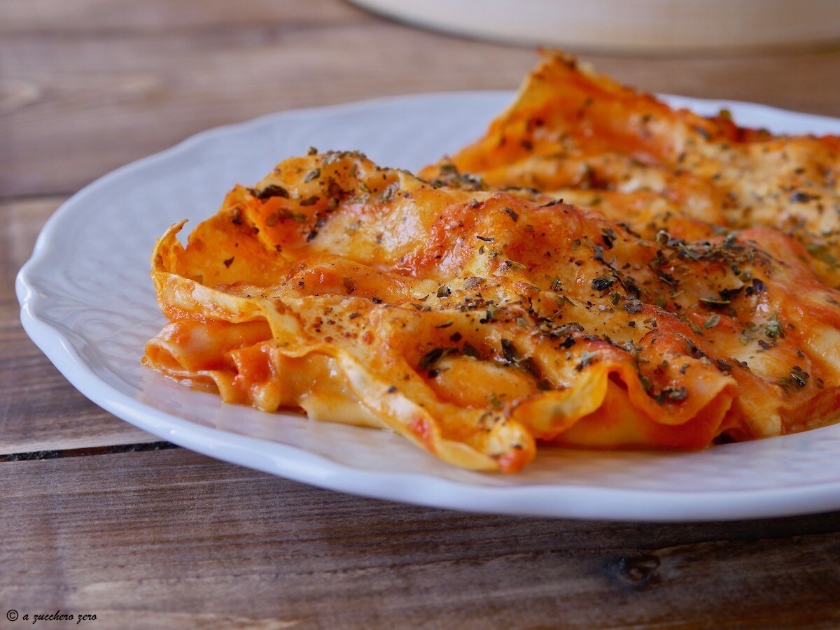 Lasaña de tomate y mozzarella light