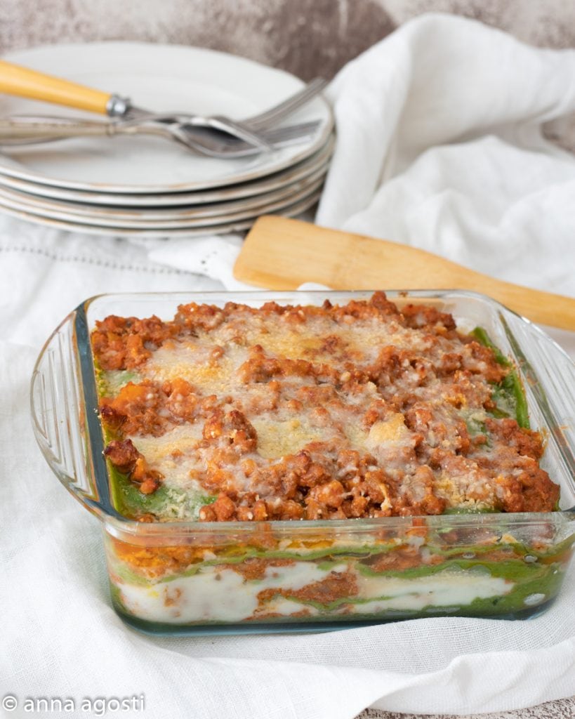 Lasañas verdes a la boloñesa