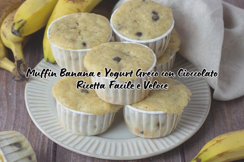 Muffin de Plátano y Yogur Griego con Trozos de Chocolate – Suaves y Ligeros