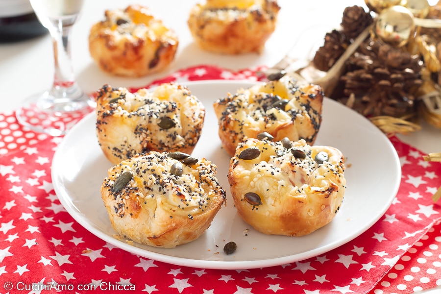 Muffin de hojaldre con ricotta y jamón