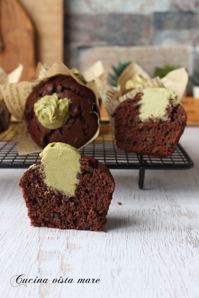 Muffin doble chocolate y pistacho Cocina vista al mar