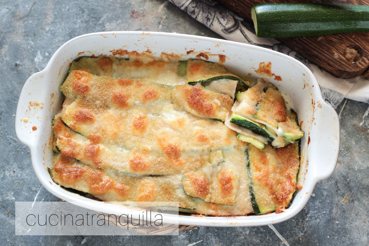 Pastel de calabacín y pechuga de pavo sin precocción