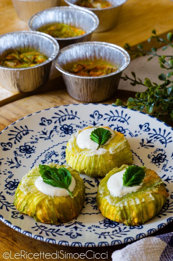 Pastelitos de flores de calabacín al horno
