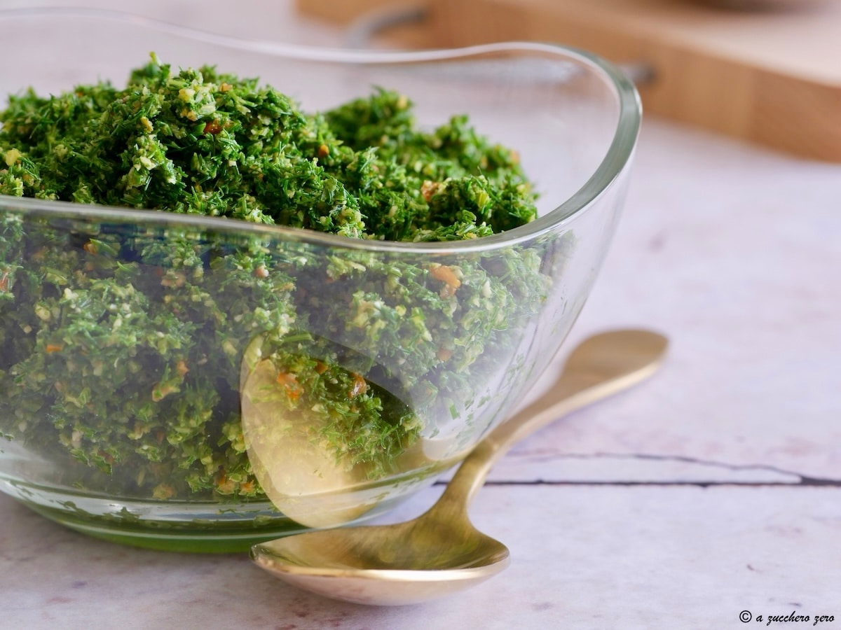 Pesto de hinojo silvestre light para conservar en el congelador
