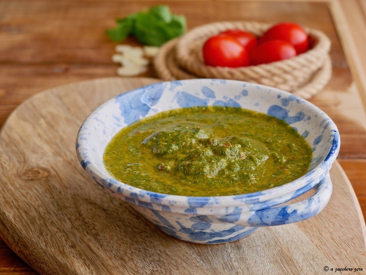 Pesto de rúcula y tomates cherry ligero | receta condimento ligero