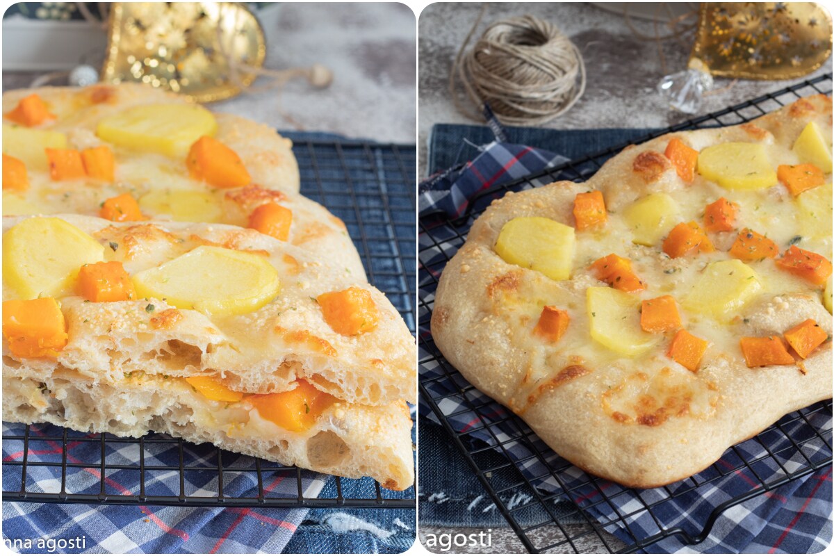 Pinsa blanca calabaza y patatas