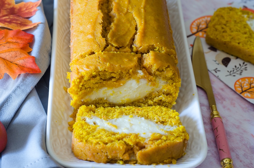 Plumcake de calabaza con crema de queso (pumpkin cream cheese bread)