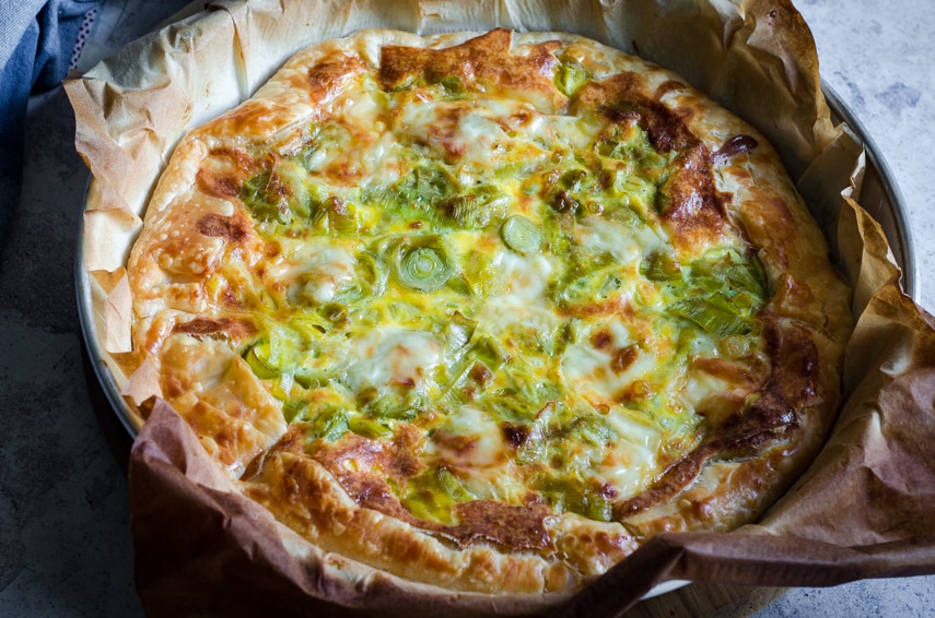 Tarta salada de puerros, una quiche fácil, rápida y sabrosa