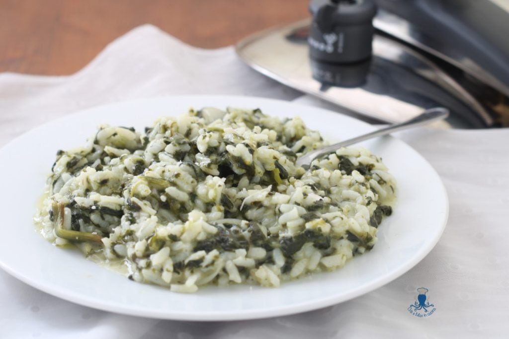 Risotto con espinacas en olla a presión