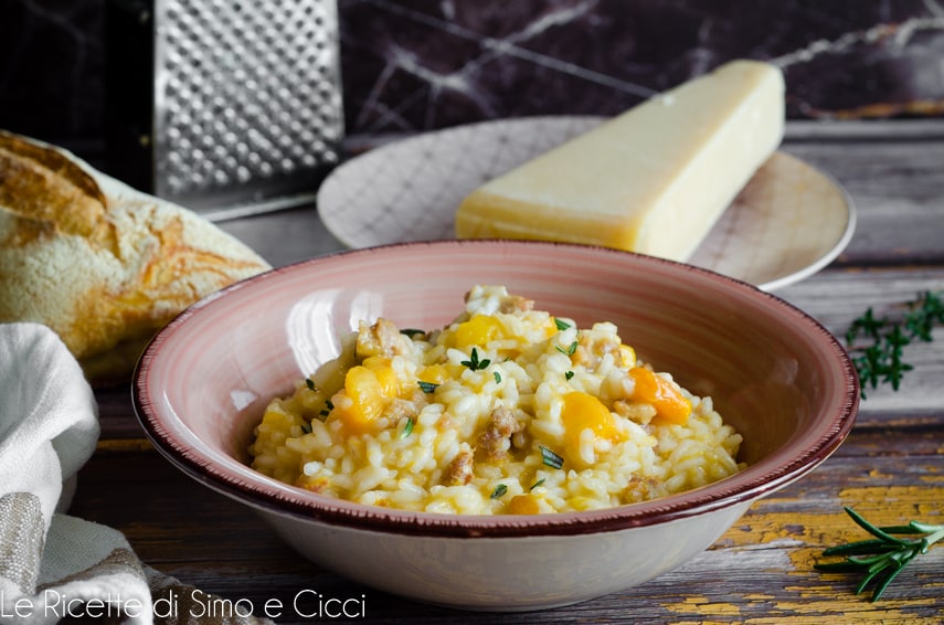 Risotto de calabaza y salchicha