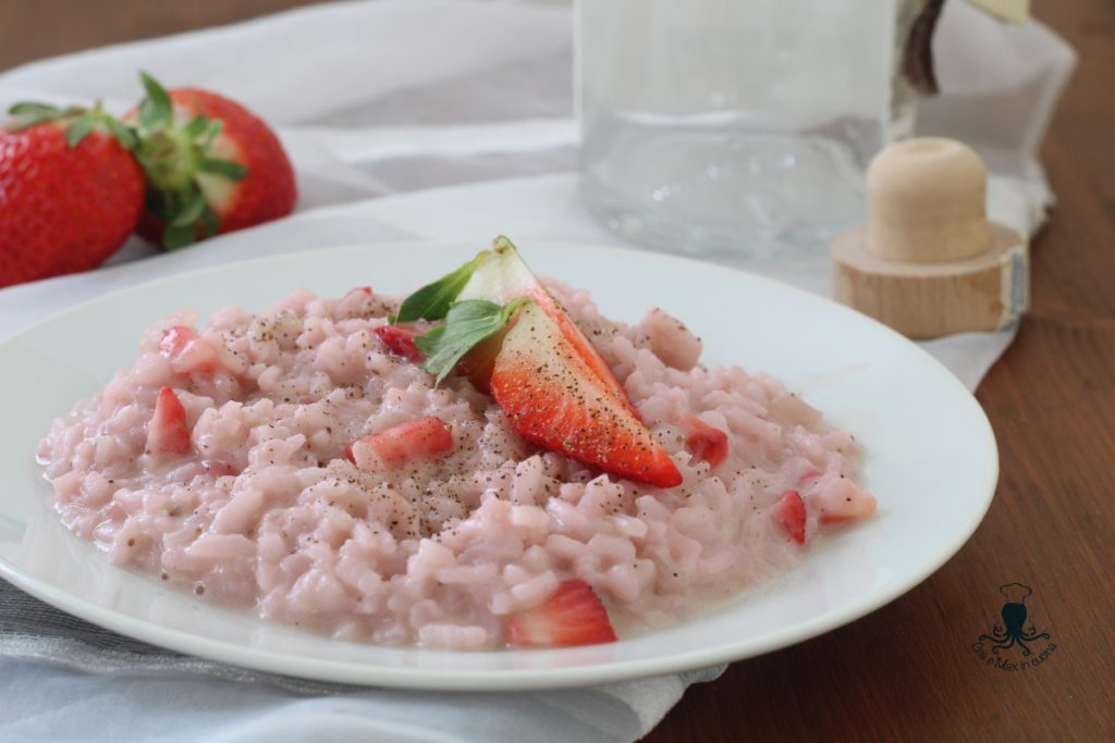 Risotto cremoso con fresas