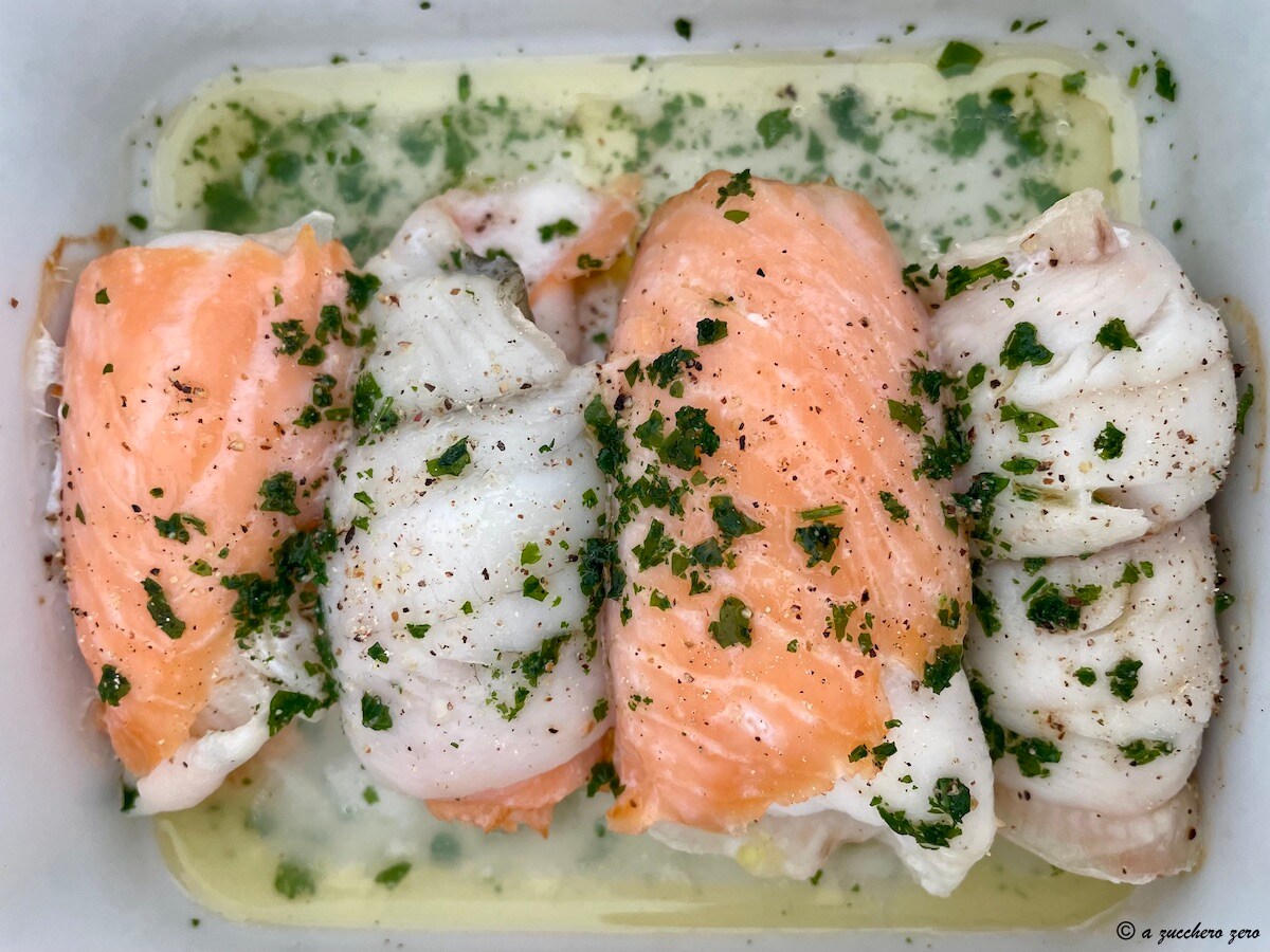 Rollitos de platija y salmón ahumado