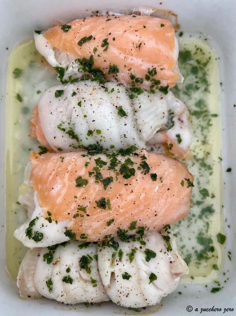 Rollitos de platija y salmón ahumado