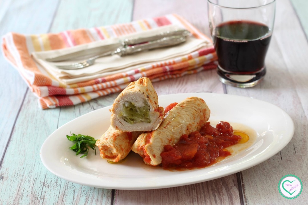 Rollitos de pollo con puerros