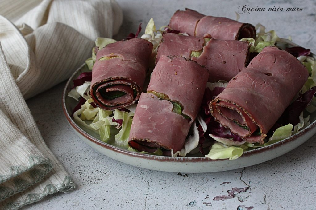 Rollitos fríos de ternera Cocina vista al mar