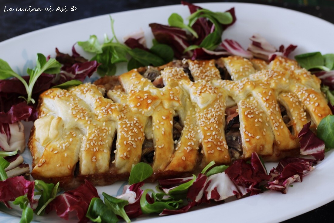 Strudel trenzado con radicchio cocido y gorgonzola