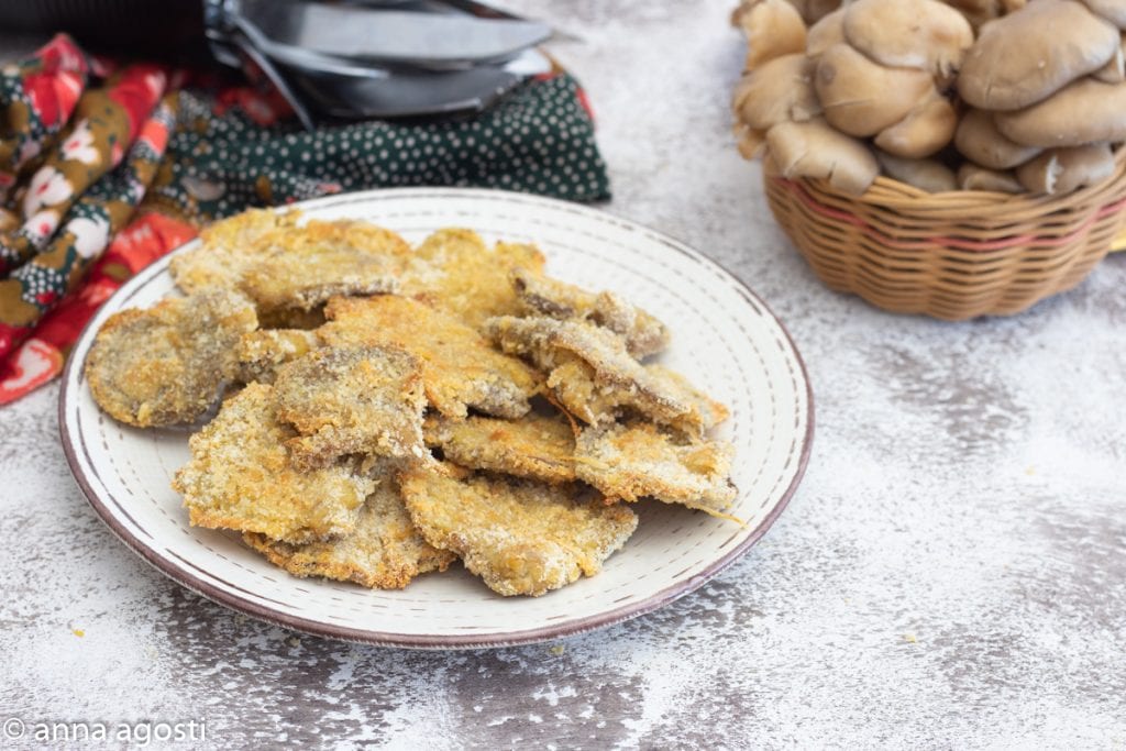 Setas pleurotus empanadas al horno