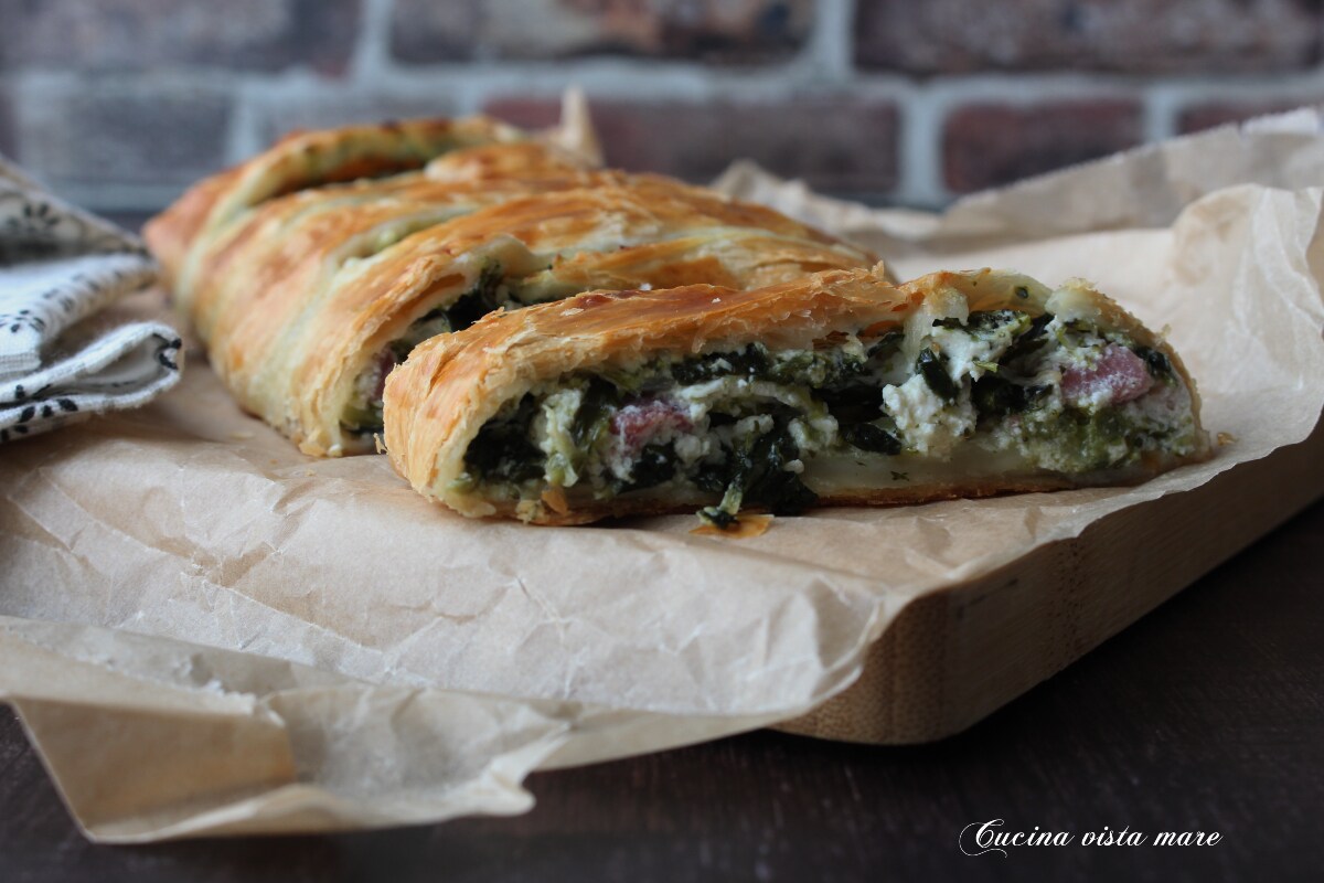 Strudel de brócoli y achicoria