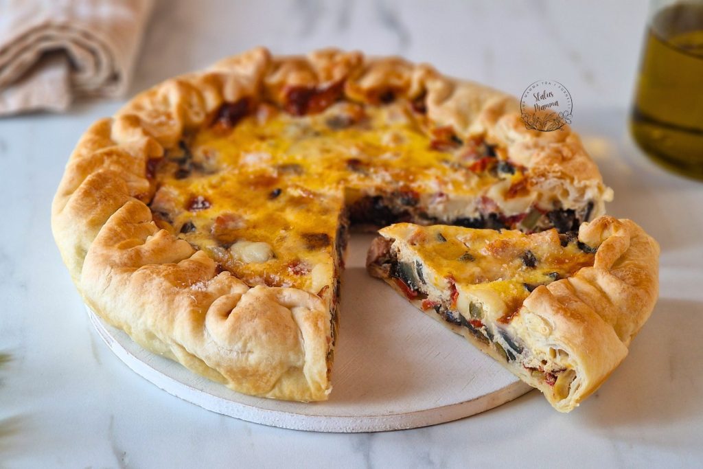 Tarta Salada con Calabacines, Berenjenas y Tomatitos