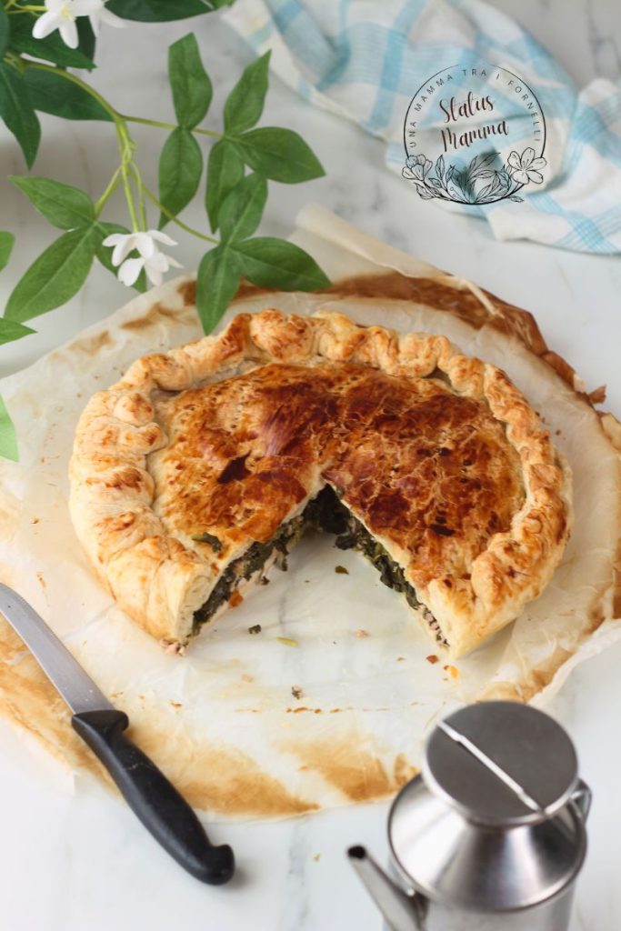 Tarta Salada con Grelos y Salchicha