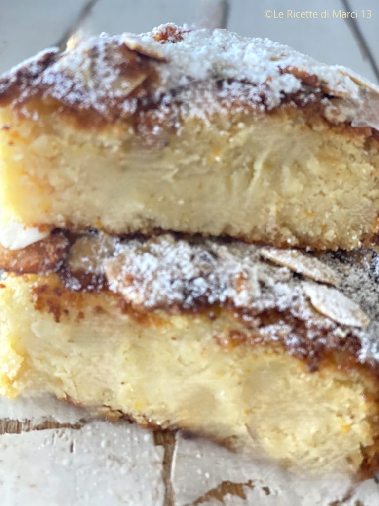Tarta de almendras sin gluten con sabor a pastiera rebanadas