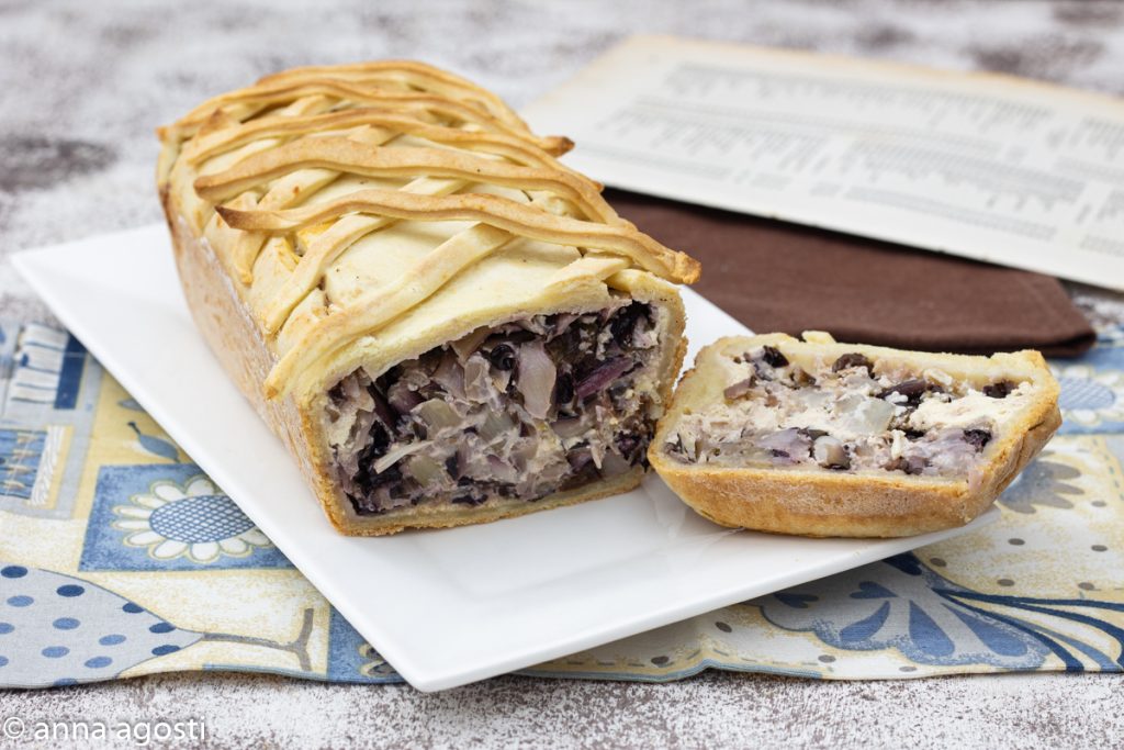 Tarta de radicchio, ricotta y nueces