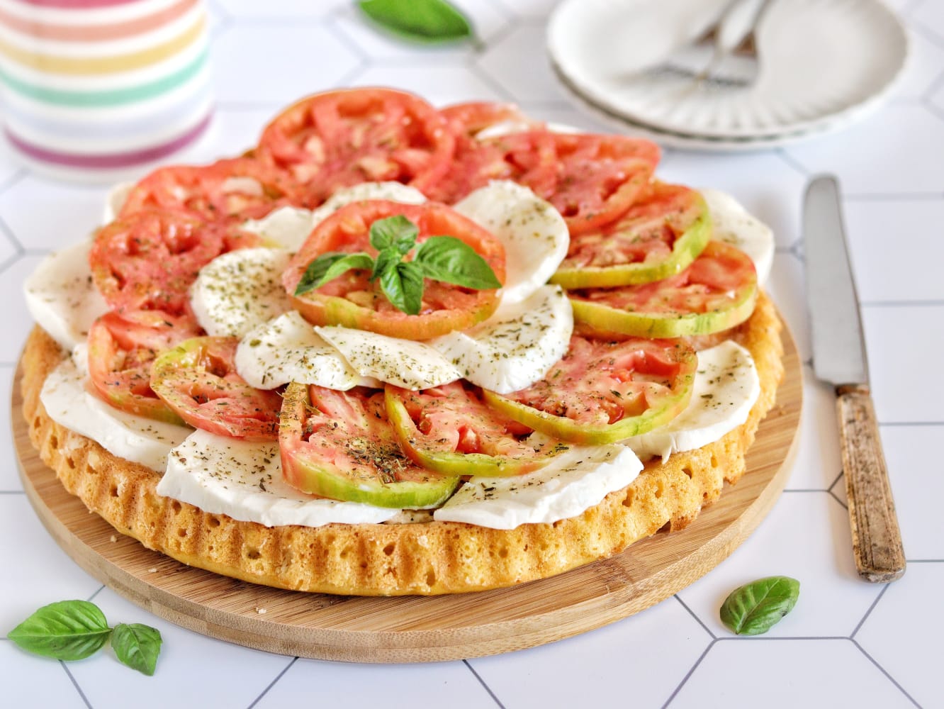 Tarta salada blanda a la caprese