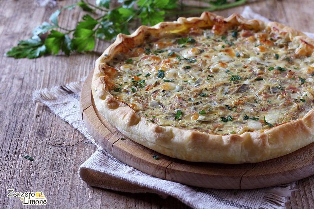 Tarta salada de alcachofas