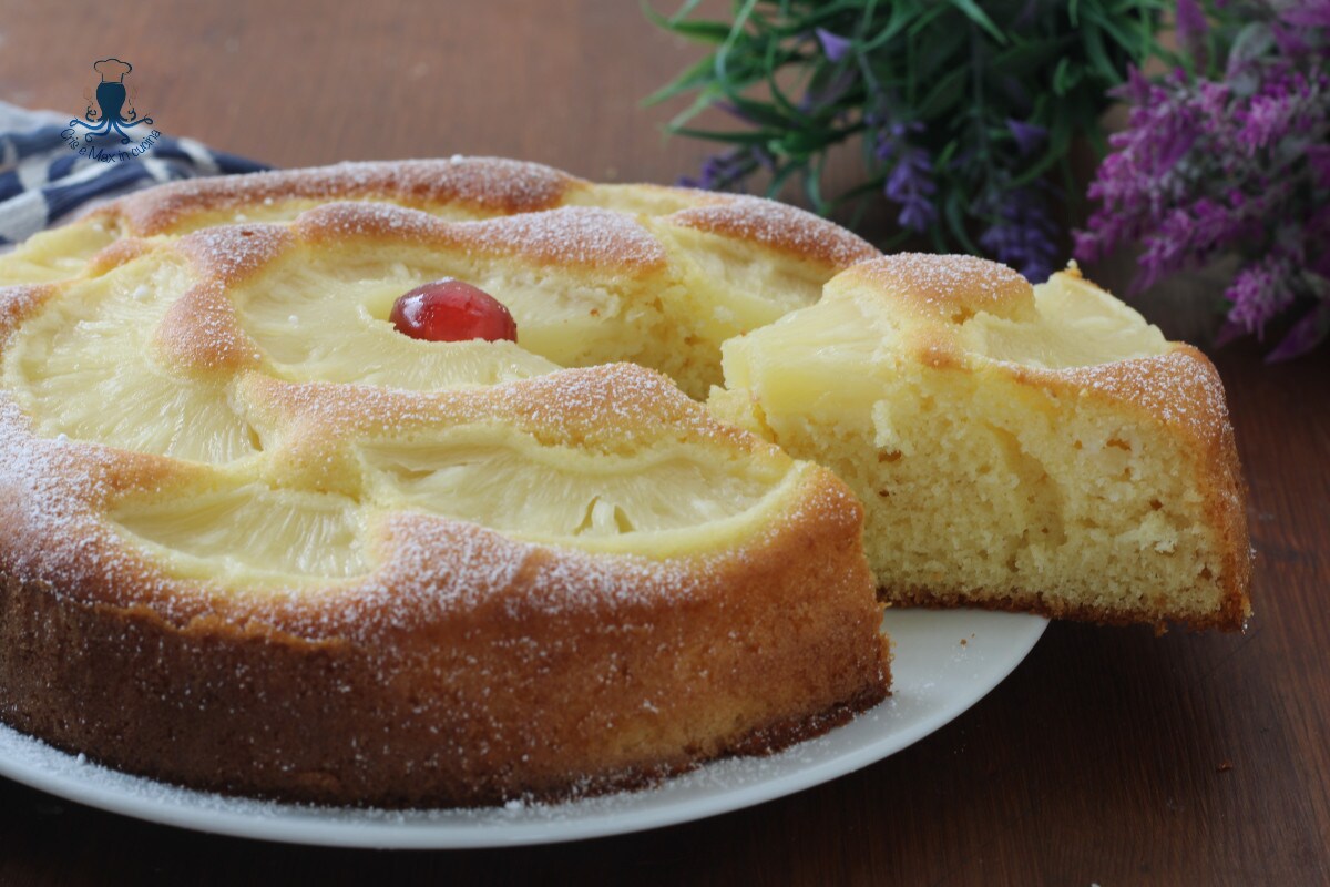 Tarta sin mantequilla y azúcar con piña