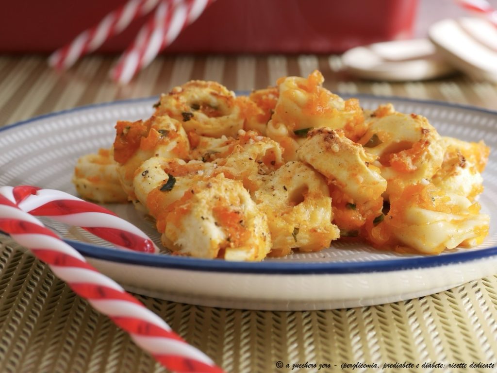 Tortellini de calabaza gratinados al horno