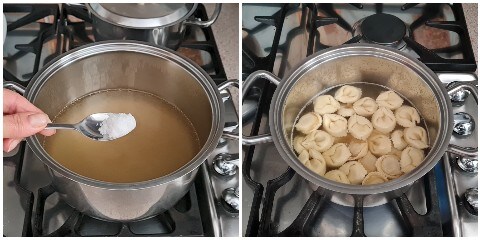 Tortellini en caldo, preparación