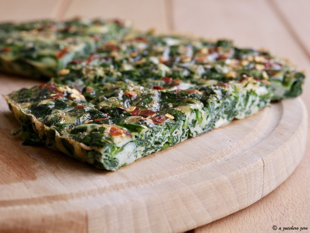 Tortilla al horno con espinacas sin queso