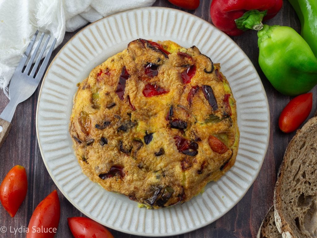 Tortilla de pimientos en freidora de aire